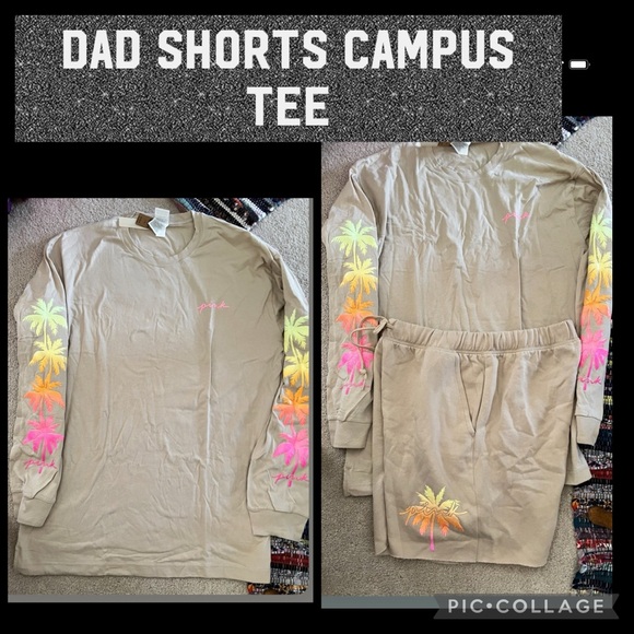 Vs PINK dad shorts long sleeve campus tee hummus floral logo - Picture 2 of 14